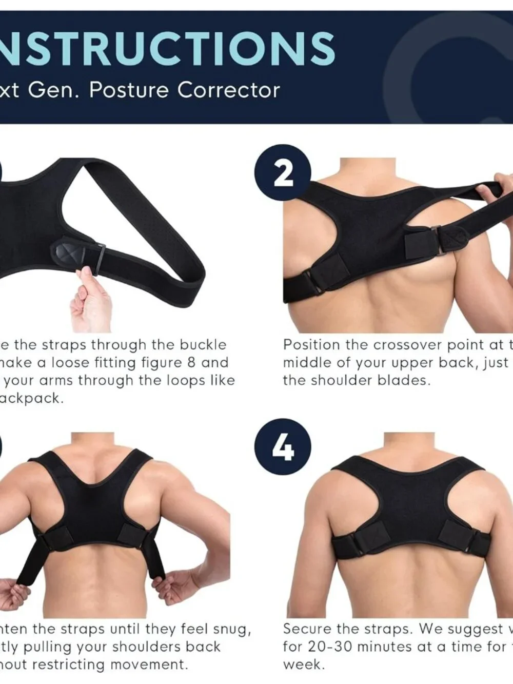Back Brace Posture Corrector for Women and Men. Copper Infused Shoulder Straight - Picture 4 of 8
